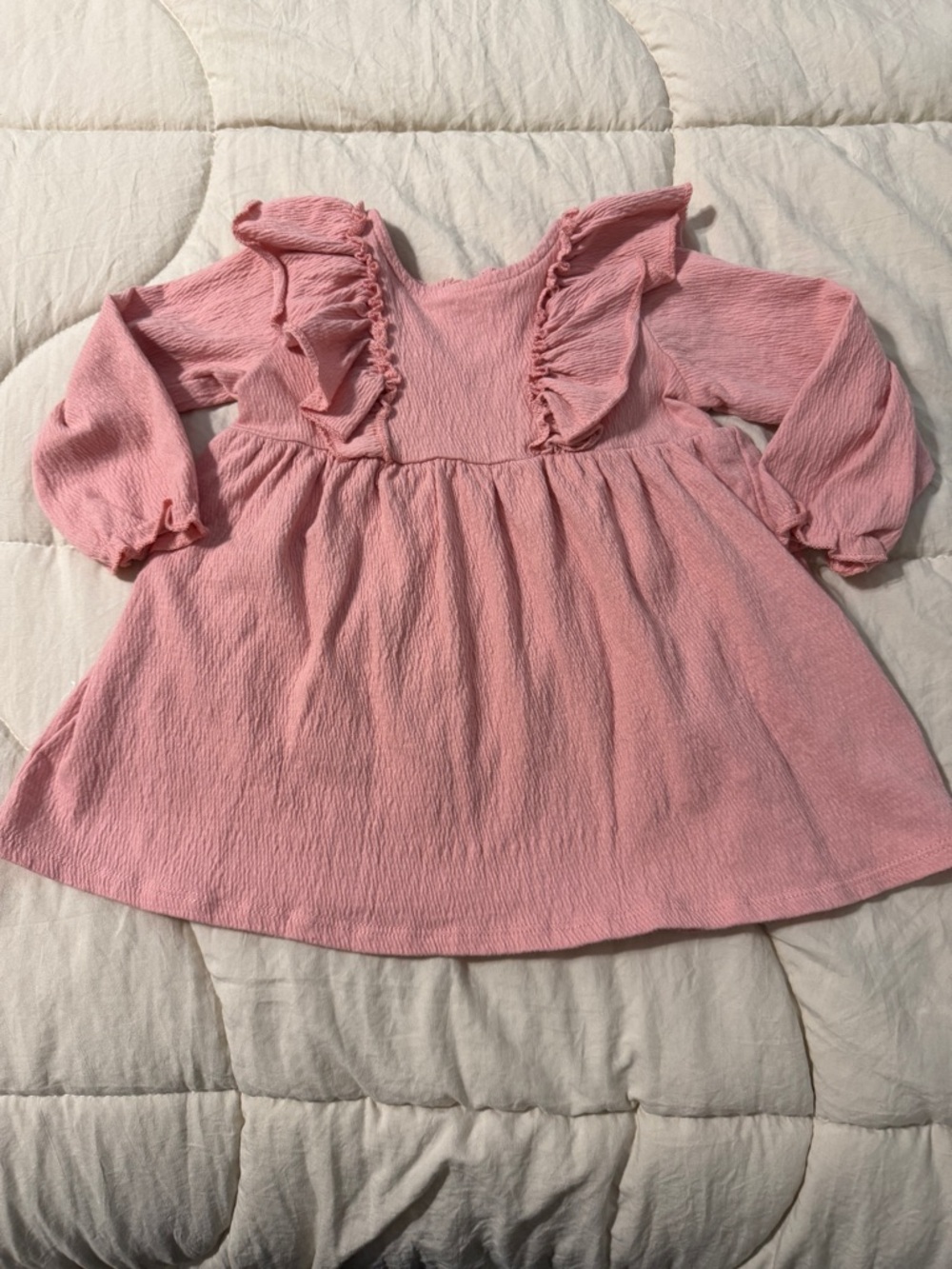 H&M Pink Ruffled Neck Baby Dress, 18M